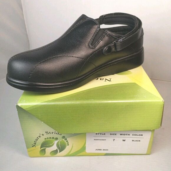 Nature's Stride Shoes - Nature's Stride Nantucket Therapeutic Shoes Women's Size 7 W Black Clogs‎